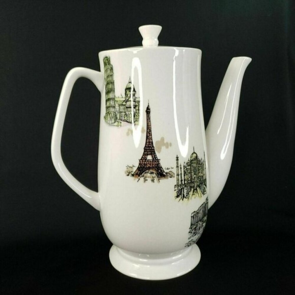 Kaysons‎ International Ironstone Coffee Tea Pot Fine China Japan MCM  Vtg 1966